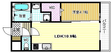 ステラウッド大県(1LDK/3階)の間取り写真