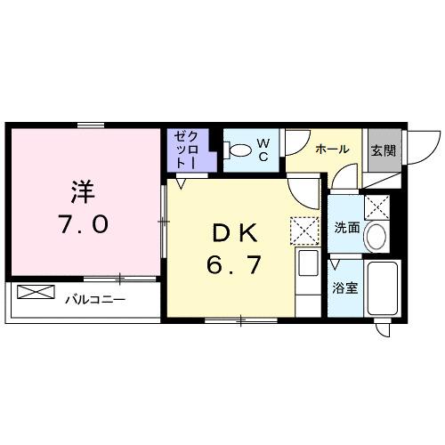 パインコート(1DK/2階)の間取り写真