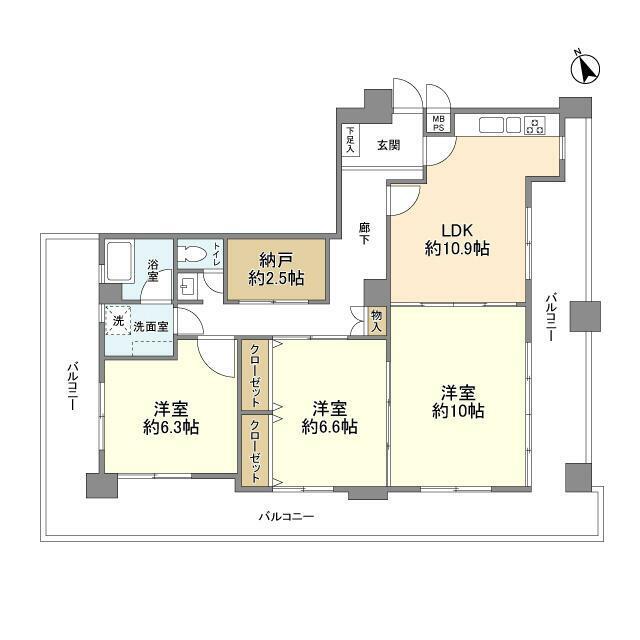 五反田永谷タウンプラザ 部屋番号1102(3LDK/11階)の間取り写真