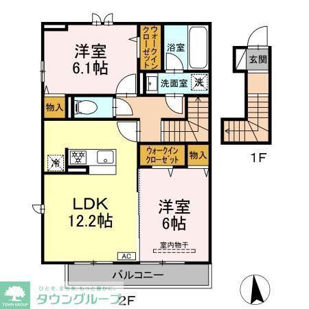 泉区上飯田町AK計画(2LDK/2階)の間取り写真