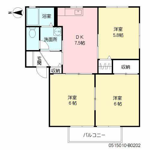 フォレスト20B棟(3DK/2階)の間取り写真