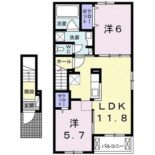 ラノ マリーボ I(2LDK/2階)の間取り写真