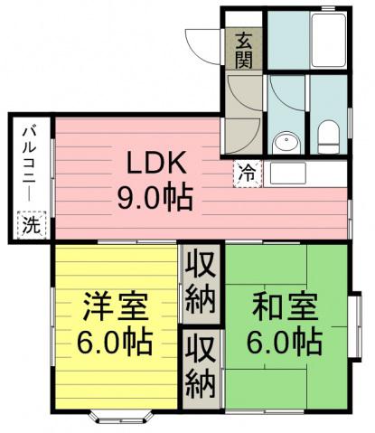 シーザーズパレス狭山 (2LDK/2階)の間取り写真