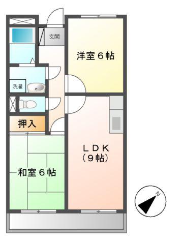 ヴァンベール(2DK/1階)の間取り写真
