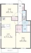 アルミック山荘C棟(2LDK/1階)の間取り写真