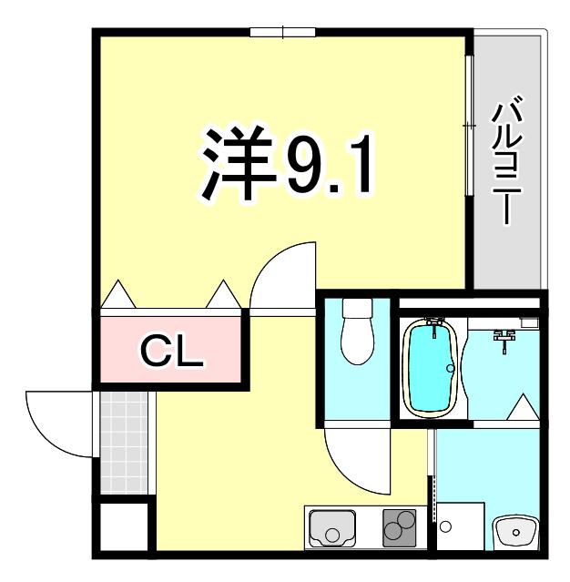 フジパレス西宮段上町(1K/1階)の間取り写真