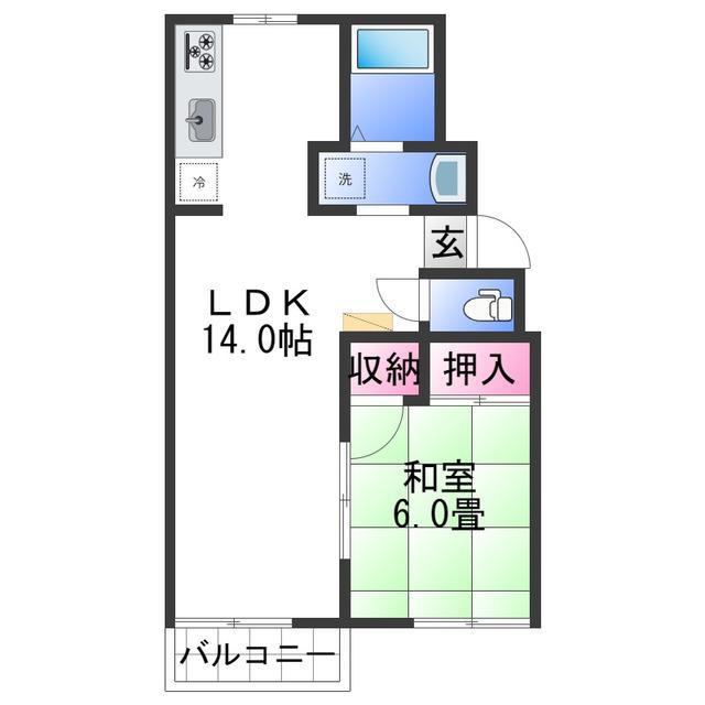 コープUⅢ(1LDK/2階)の間取り写真