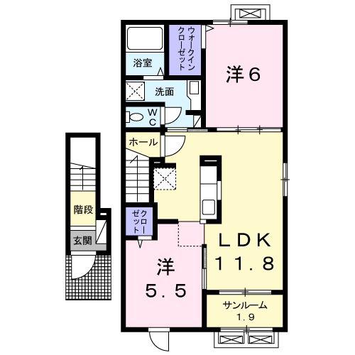 ベル フルーフI(2LDK/2階)の間取り写真