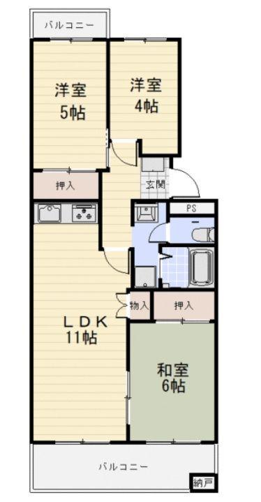 東急ドエル桶川ビレッジ2号棟(3LDK/4階)の間取り写真