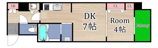 S-FORT都島内代(1DK/3階)の間取り写真