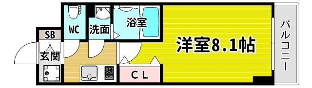 エスカーサ大阪ウエスト九条駅前(1K/2階)の間取り写真