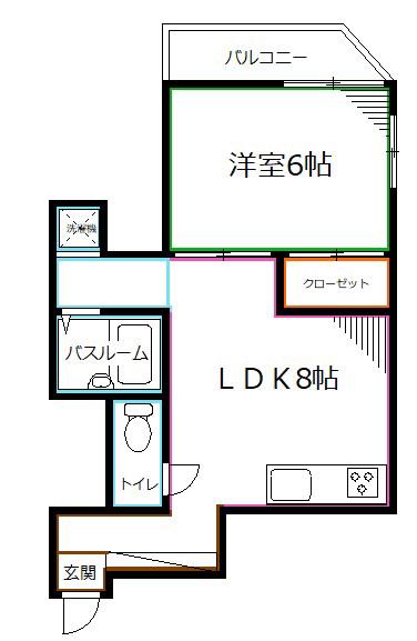 イートス立川(1LDK/2階)の間取り写真