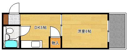 コテージミタキ(1DK/2階)の間取り写真
