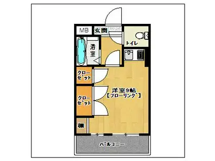 カーサ筥松￥6万円(ワンルーム/1階)の間取り写真