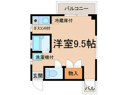 袴塚マンション(ワンルーム/2階)の間取り写真