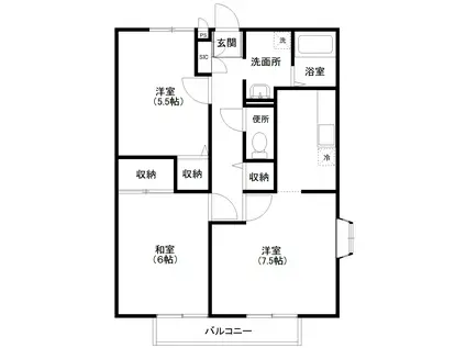 サンガーデングリーンテラスI(2LDK/1階)の間取り写真