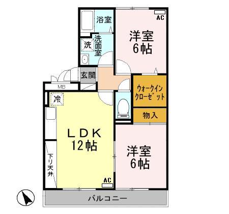 リビングタウン新潟B 303(2LDK/3階)の間取り写真