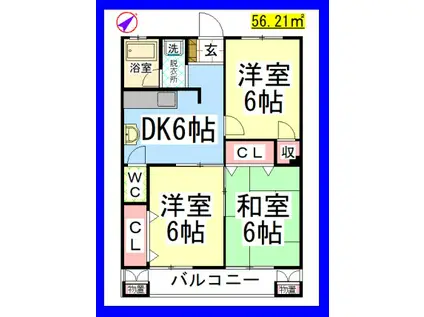 AF 湘南ハイツ(3DK/2階)の間取り写真