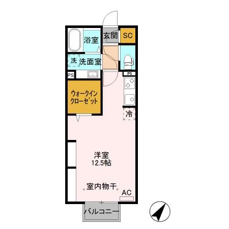 D-ROOMFIORES(ワンルーム/2階)の間取り写真
