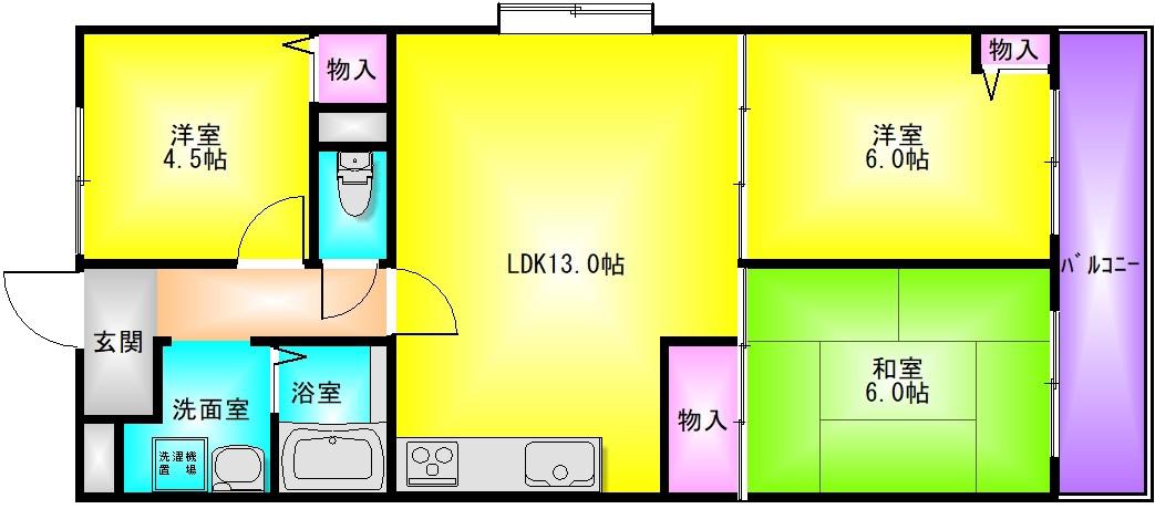 カーサ柴本(3LDK/3階)の間取り写真