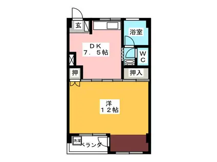 戸崎第2ビル(1DK/1階)の間取り写真