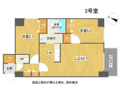 パルティーレ月寒(2LDK/6階)の間取り写真