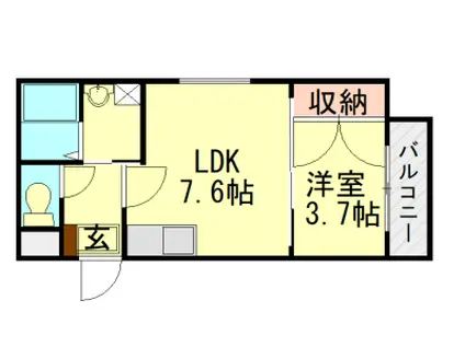 ラ・ペーシュ福工大前(1LDK/1階)の間取り写真