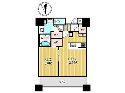 白金ザ・スカイ イースト(1LDK/24階)の間取り写真