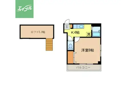 井手口第二コーポ(1K/4階)の間取り写真