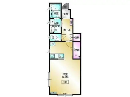 COMODO DA VIVERE(ワンルーム/1階)の間取り写真