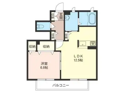 ラ・プーリア(1LDK/1階)の間取り写真