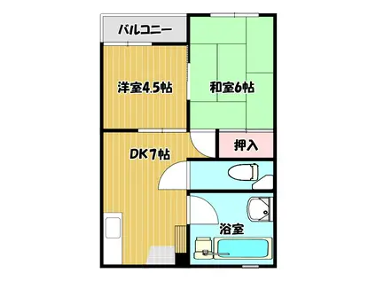 田中マンション(2DK/4階)の間取り写真