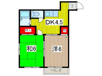 コーポ森田(2DK/1階)の間取り写真