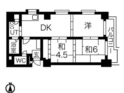 宝竹橋ハイツ(3LDK/5階)の間取り写真