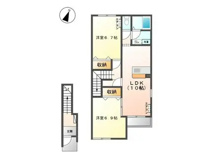 グレースカナン(2LDK/2階)の間取り写真