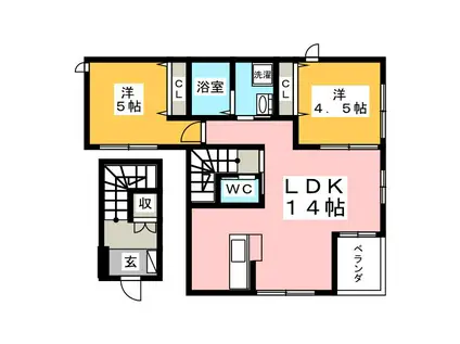 稲村ツリーIII(2LDK/2階)の間取り写真