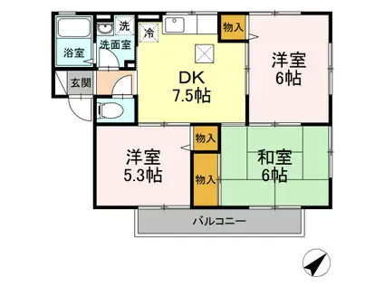 マ・メゾンA(3DK/1階)の間取り写真