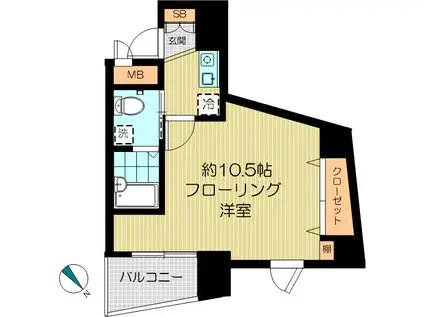 イーストンビル西早稲田(1K/5階)の間取り写真