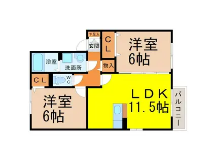 レクスト赤坂(2LDK/1階)の間取り写真