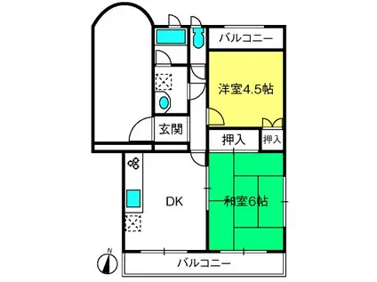 大和田コヤママンション(3DK/2階)の間取り写真