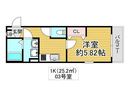 KTIレジデンス徳庵III(1K/1階)の間取り写真