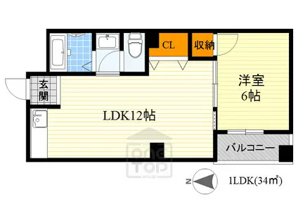 マンション村井エンタープライズ(1LDK/2階)の間取り写真