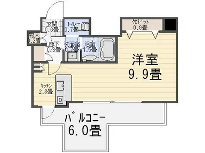 プレスタイル千寿(1K/7階)の間取り写真