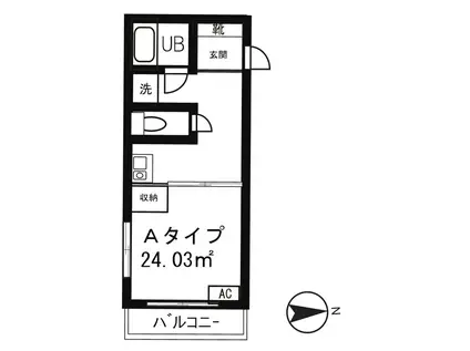 ゾンターク駒沢(ワンルーム/3階)の間取り写真