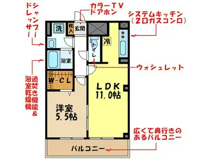プルミエールOZAKU(1LDK/2階)の間取り写真