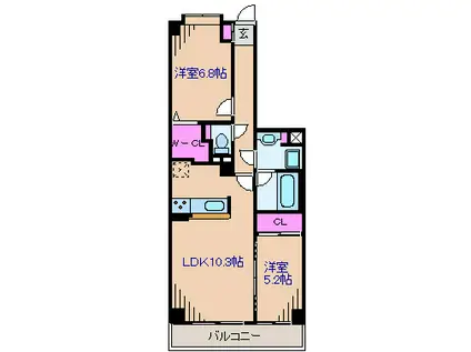 菊名レジデンシアプラザ(2LDK/2階)の間取り写真