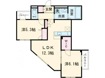 グランドール豪徳寺V(2LDK/3階)の間取り写真