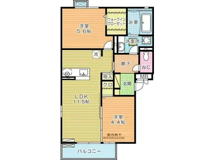 メゾン・ラフィーネ A棟(2LDK/3階)の間取り写真