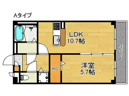 ラティア土井(1LDK/3階)の間取り写真