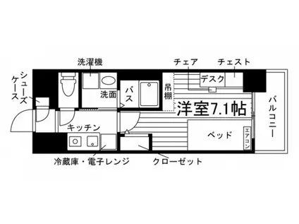 学生会館 UNI EMEAL 三重江戸橋(1K/1階)の間取り写真